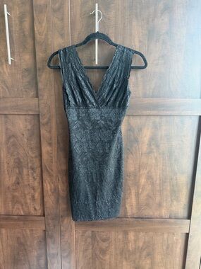 Guess Black Lace V-Neck Mini Dress